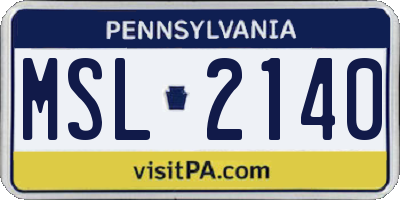 PA license plate MSL2140