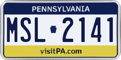 PA license plate MSL2141