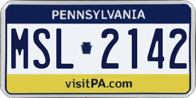 PA license plate MSL2142