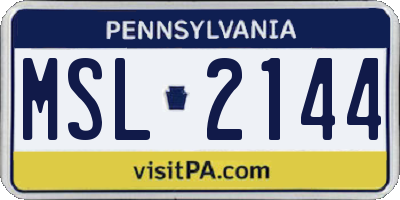 PA license plate MSL2144