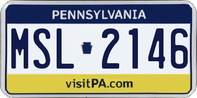 PA license plate MSL2146