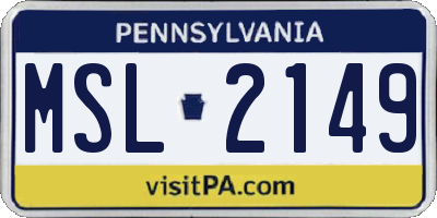 PA license plate MSL2149