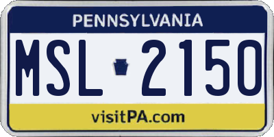PA license plate MSL2150