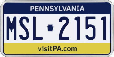 PA license plate MSL2151