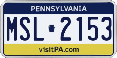 PA license plate MSL2153