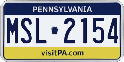 PA license plate MSL2154
