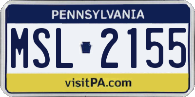 PA license plate MSL2155