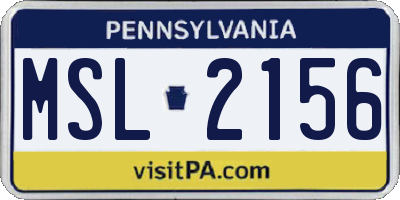 PA license plate MSL2156