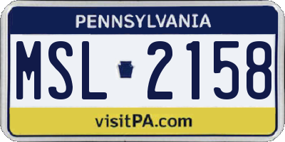 PA license plate MSL2158