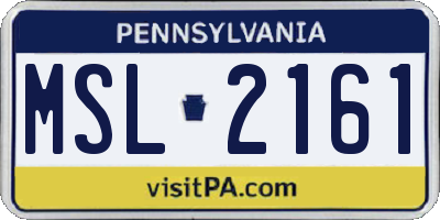 PA license plate MSL2161
