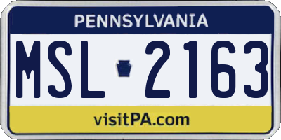 PA license plate MSL2163