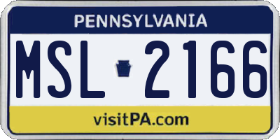PA license plate MSL2166