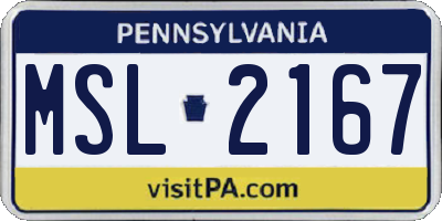PA license plate MSL2167