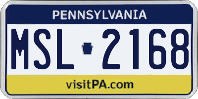 PA license plate MSL2168