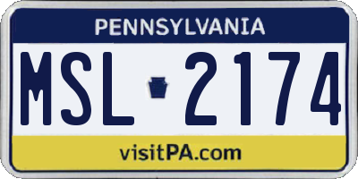 PA license plate MSL2174