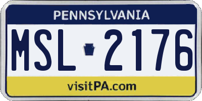 PA license plate MSL2176