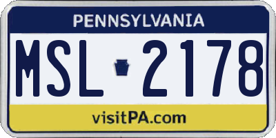 PA license plate MSL2178