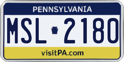 PA license plate MSL2180