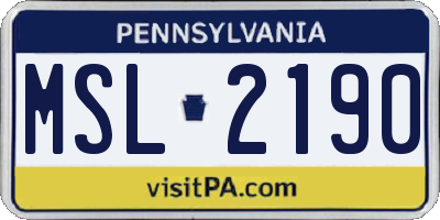 PA license plate MSL2190
