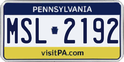 PA license plate MSL2192
