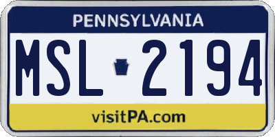 PA license plate MSL2194
