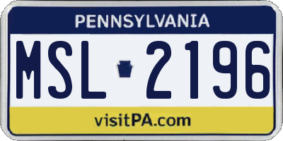 PA license plate MSL2196
