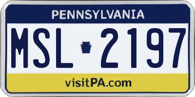 PA license plate MSL2197