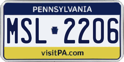 PA license plate MSL2206