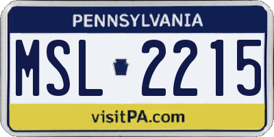 PA license plate MSL2215
