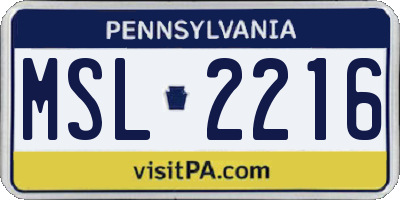 PA license plate MSL2216