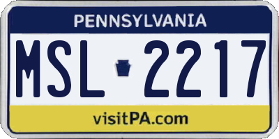 PA license plate MSL2217