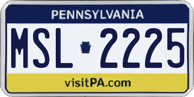 PA license plate MSL2225