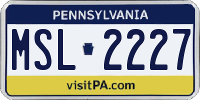 PA license plate MSL2227