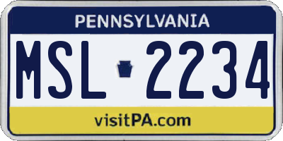 PA license plate MSL2234
