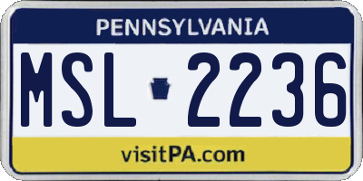 PA license plate MSL2236