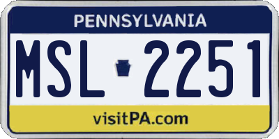 PA license plate MSL2251