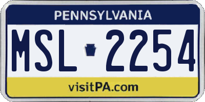 PA license plate MSL2254