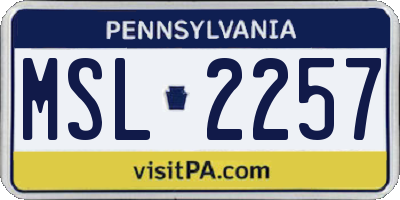 PA license plate MSL2257