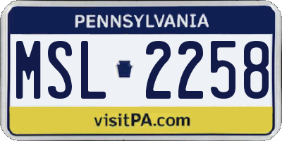 PA license plate MSL2258