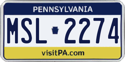 PA license plate MSL2274