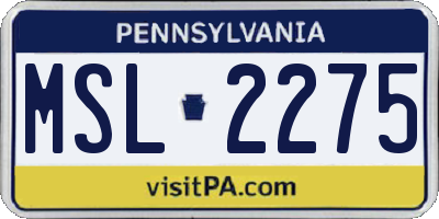 PA license plate MSL2275