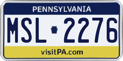PA license plate MSL2276
