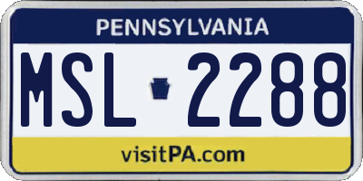 PA license plate MSL2288