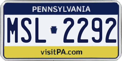 PA license plate MSL2292