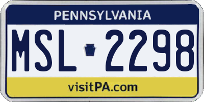 PA license plate MSL2298