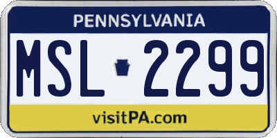 PA license plate MSL2299