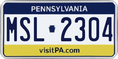 PA license plate MSL2304