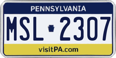 PA license plate MSL2307