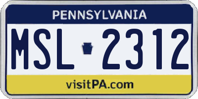 PA license plate MSL2312