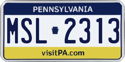 PA license plate MSL2313